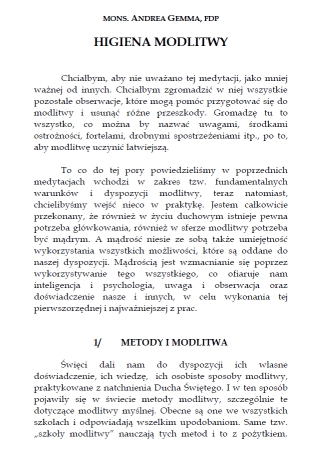 Mons. Andrea Gemma FDP - Higiena Modlitwy