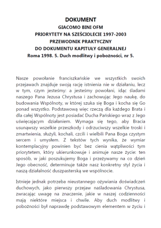 Dokument "Priorytety na sześciolecie 1997-2003. Przewodnik Praktyczny"